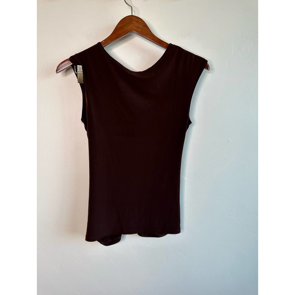 Vintage Y2K Venus Brown Sequin Ruched Stretchy Blouse Shirt Top - Picture 4 of 7